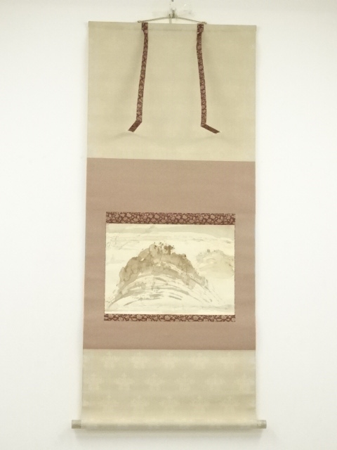 JAPANESE HANGING SCROLL / HAND PAINTED / URUSHI-E / TATSUKICHI FUJII